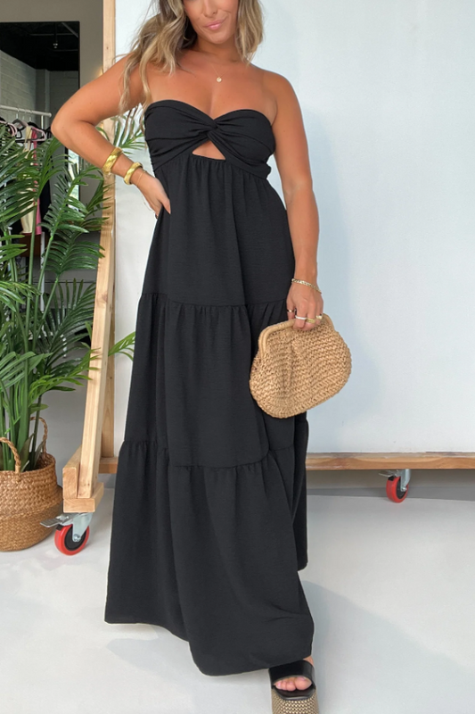 Dusk To Dawn Strapless Maxi Dress Black