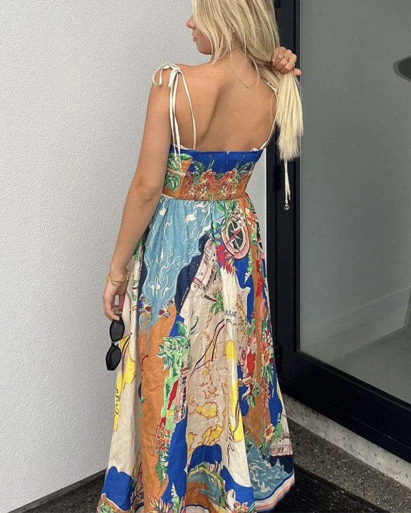 Robe nuisette imprimée peinture abstraite