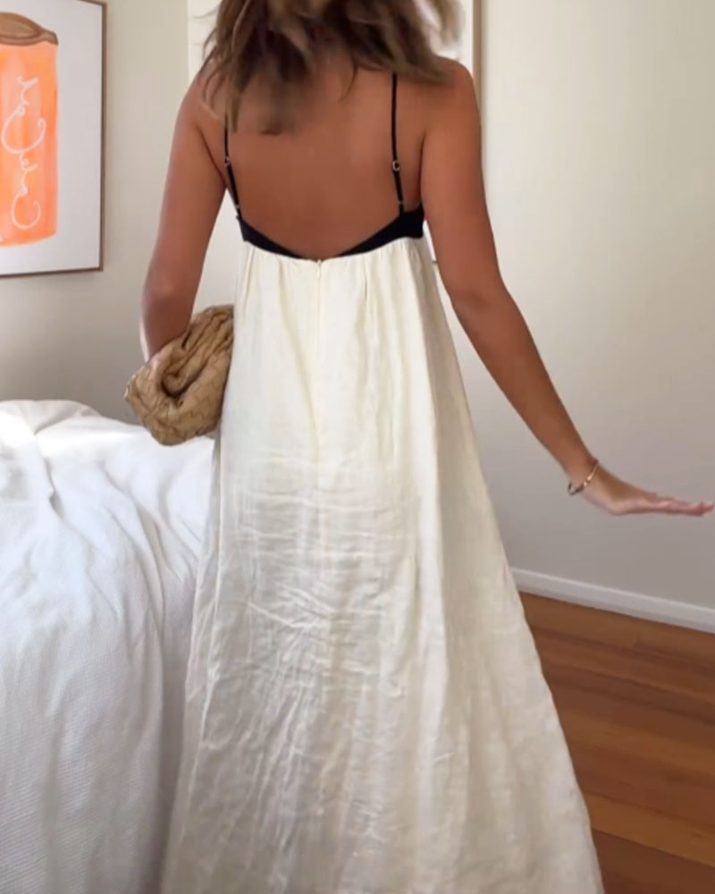 Robe décontractée à bretelles à blocs de couleurs