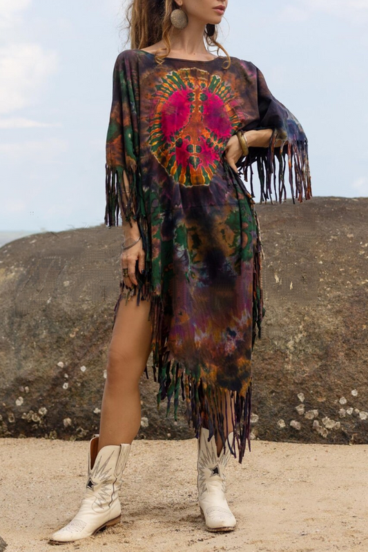 Boho Fringe Tunic Dress