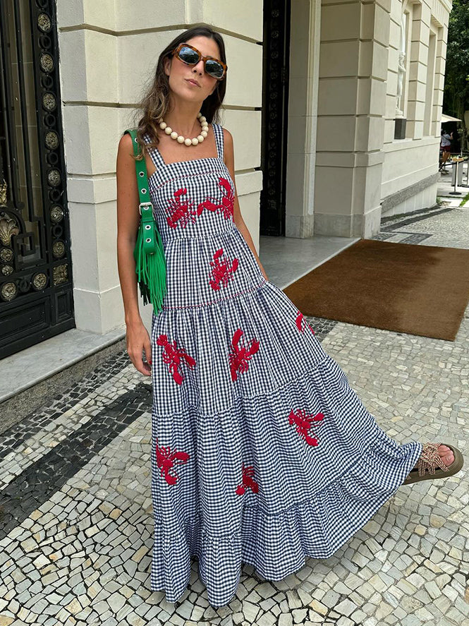 Robe longue à carreaux de homard