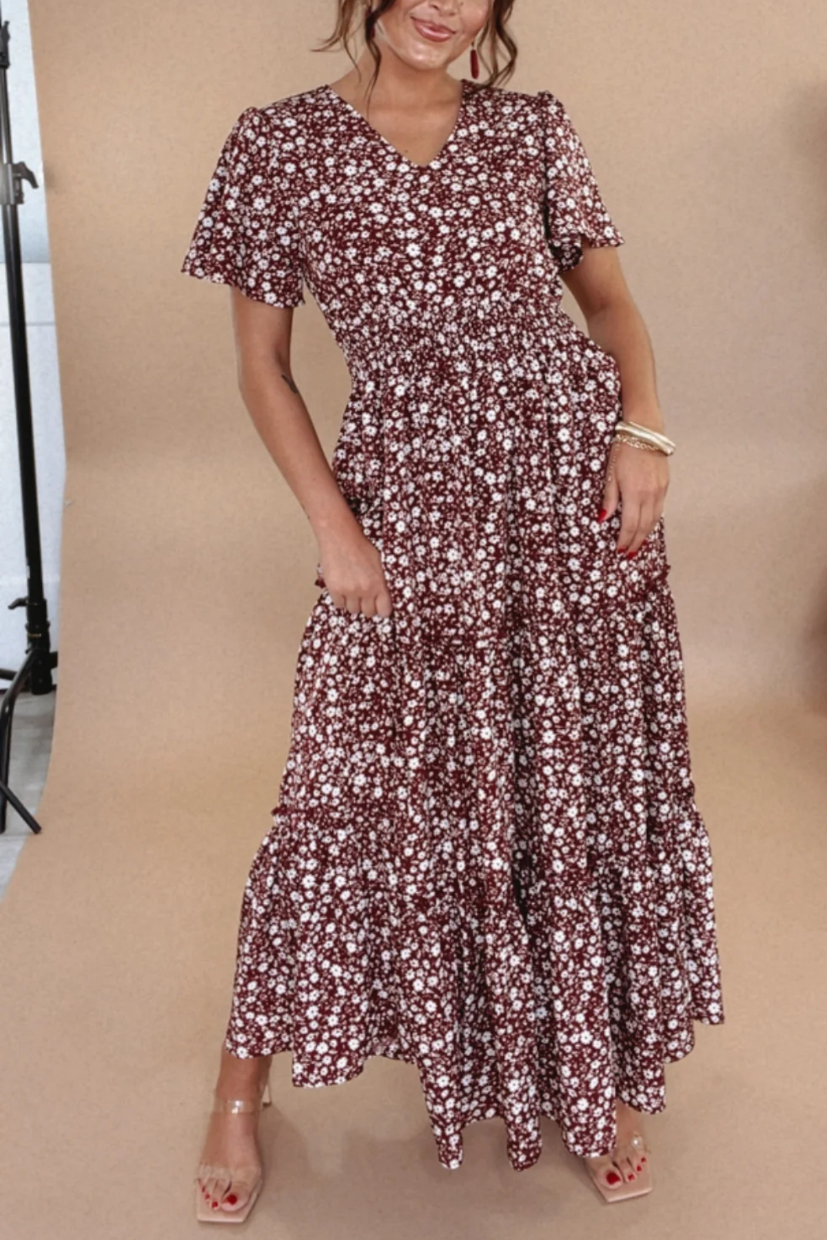 Many Moments Floral Maxi Dress, Wine