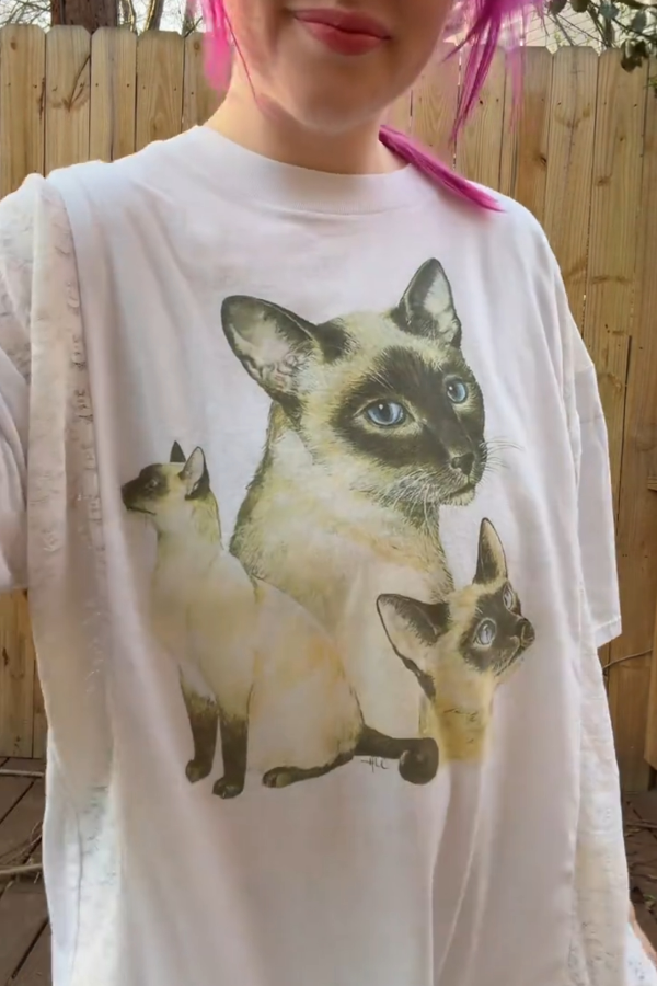 Kitten-Print Splice Dress