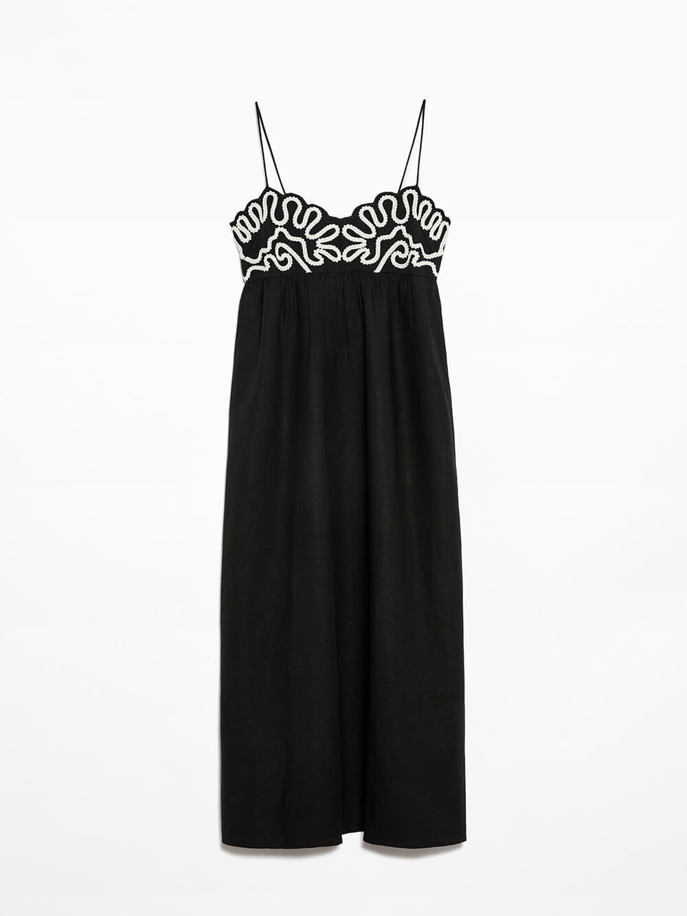 Robe mi-longue à bretelles en patchwork floral en lin classique