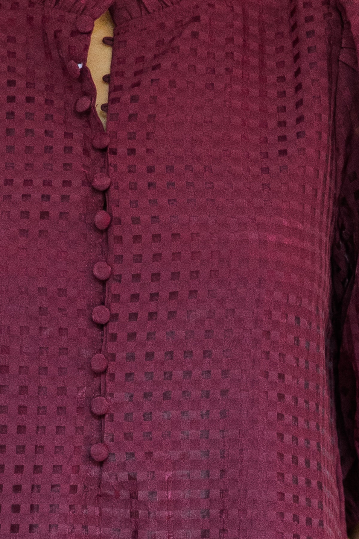 Robe mi-longue texturée bordeaux clair
