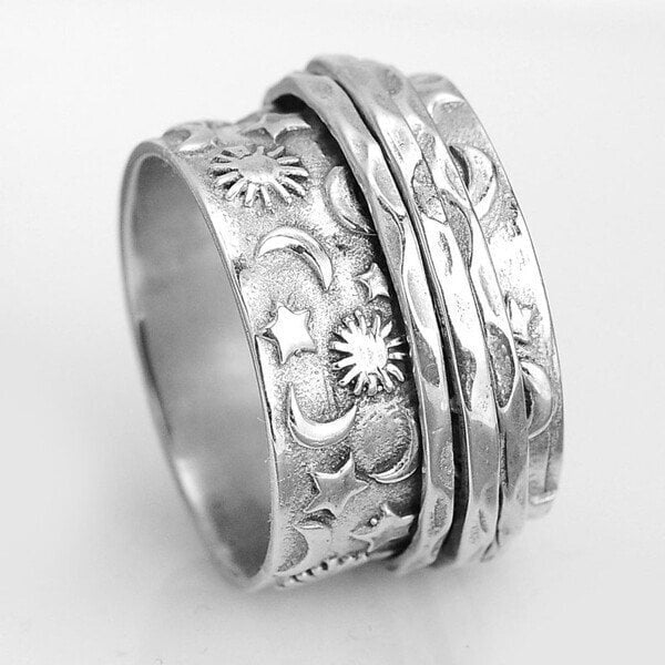 🔥Dernier jour -49% de réduction🎁 Bague Spinner Star Moon Sun🌌