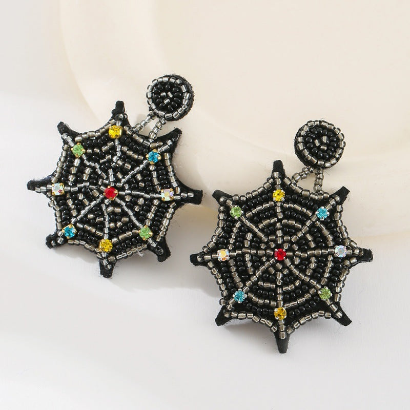 Bat Seed Bead And Sequin Earrings