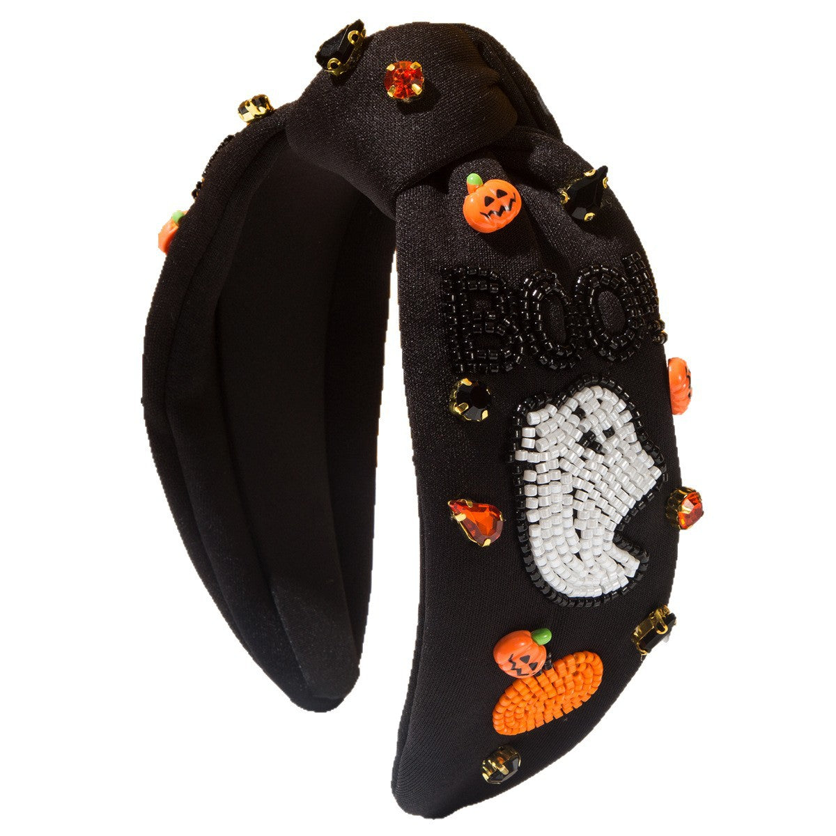 Diamond-encrusted BOO Ghost Pumpkin Headband