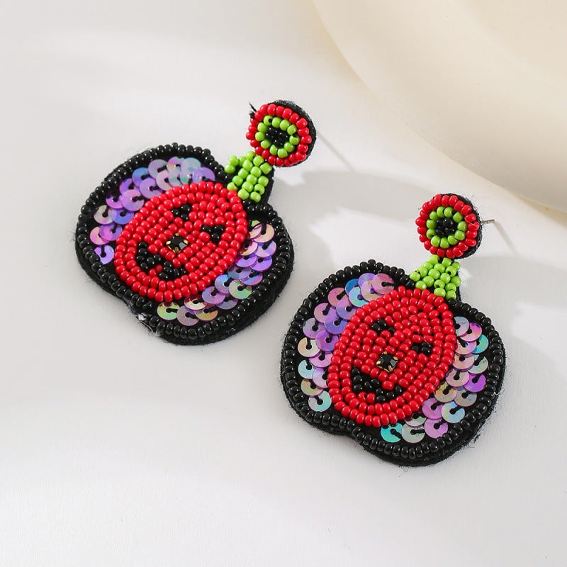Bat Seed Bead And Sequin Earrings