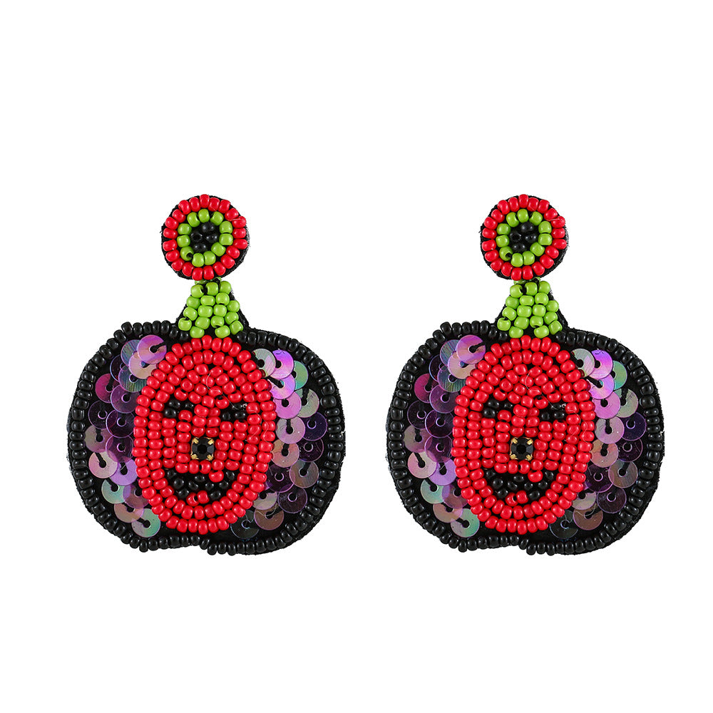 Bat Seed Bead And Sequin Earrings