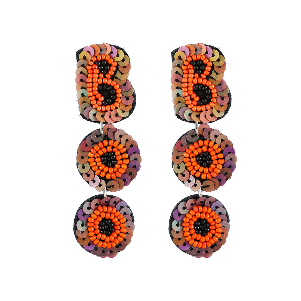 Bat Seed Bead And Sequin Earrings