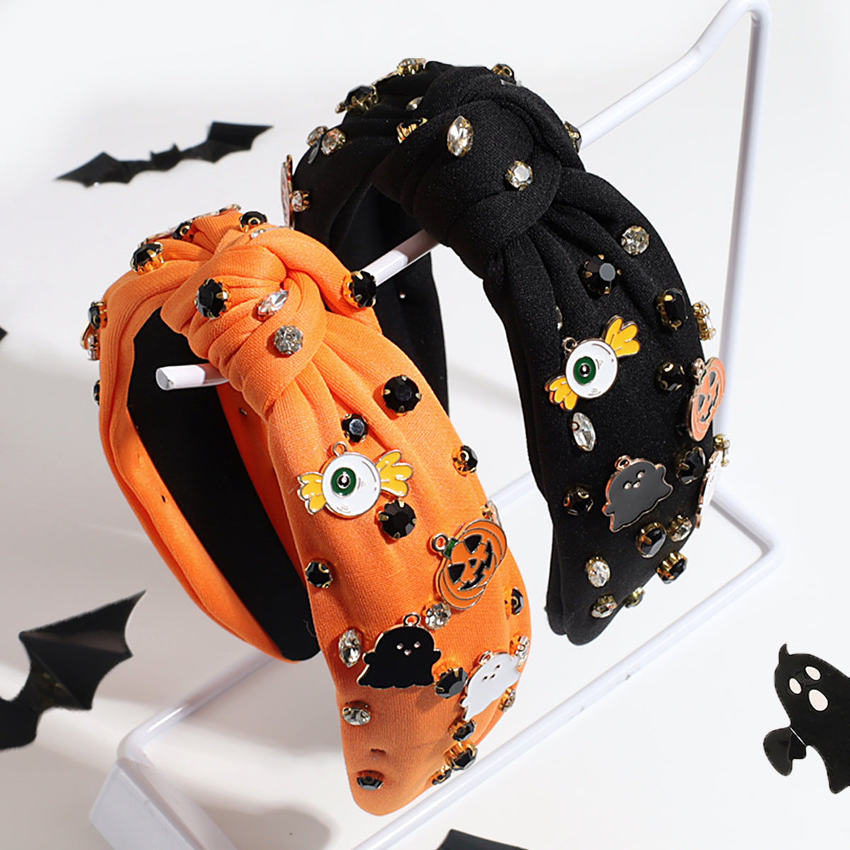 Halloween Cat & Pumpkin Charm Headbands