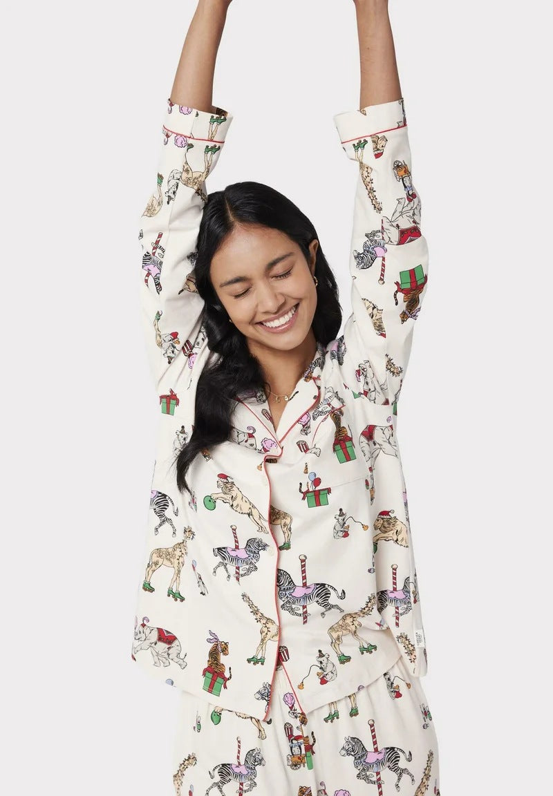 Women's Christmas Print Long-Sleeved Trousers Set