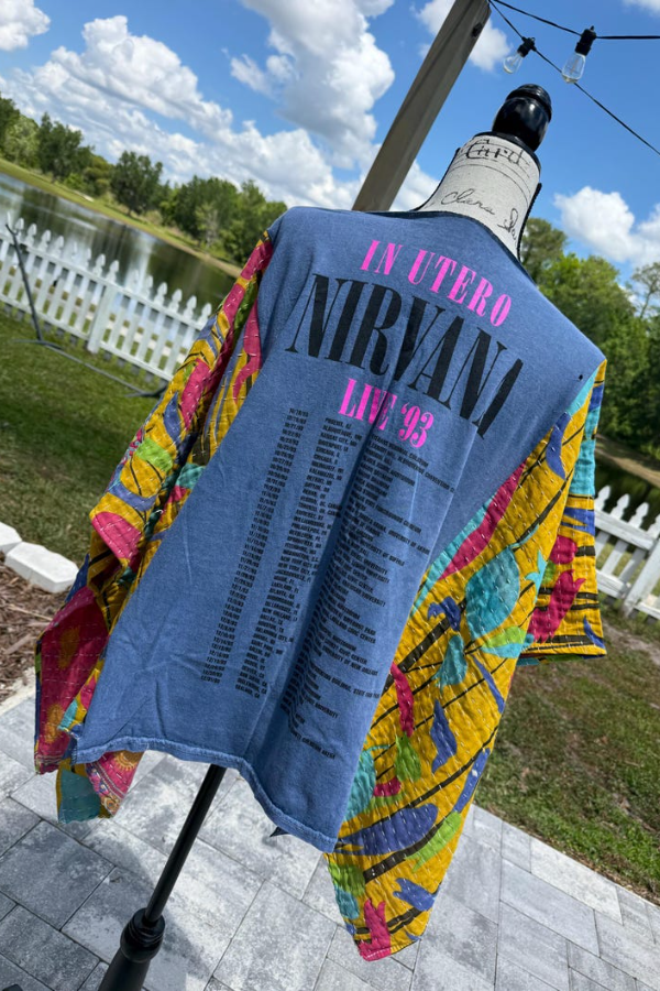 Nirvana-Print Dolman-Sleeve Tee