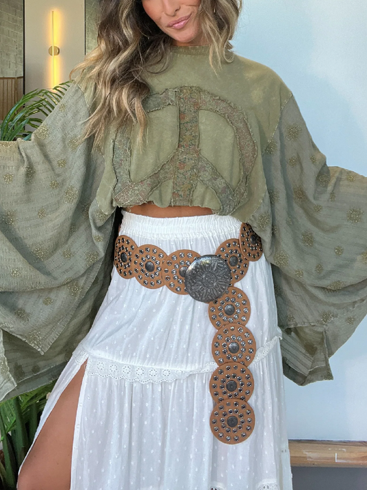 Peace Within Kimono Sleeve Tee Olive