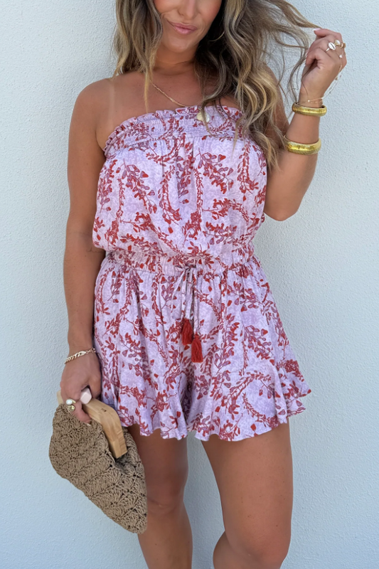 Soul Ties Tube Top Romper Pink Multi