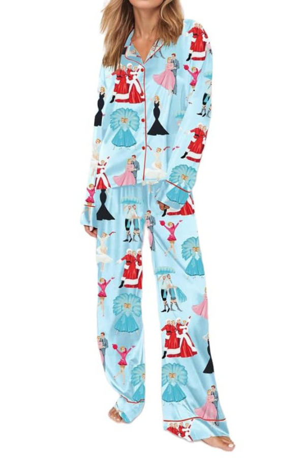 Women's White Christmas Movie Satin Pajama Set