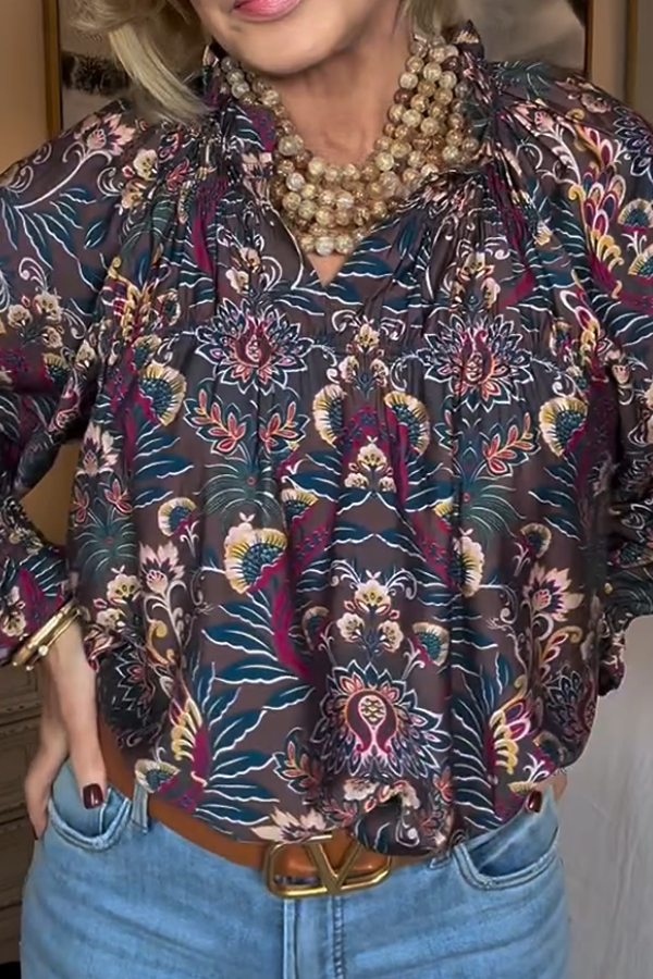 Totem Print Ethnic Style Women Top