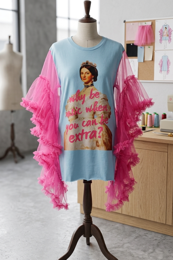 Altered Renaissance Print Dolman Sleeve Tee