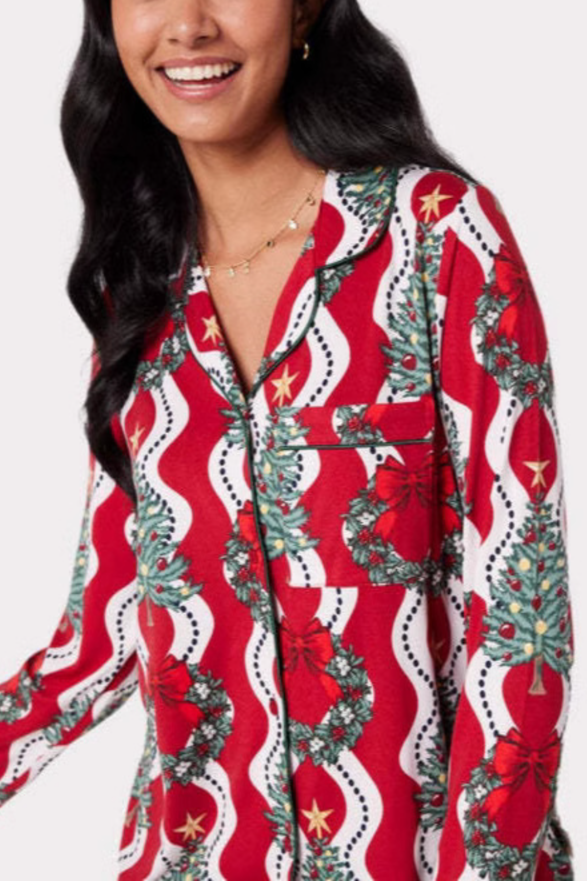 Women's Christmas Print Long-Sleeved Trousers Set