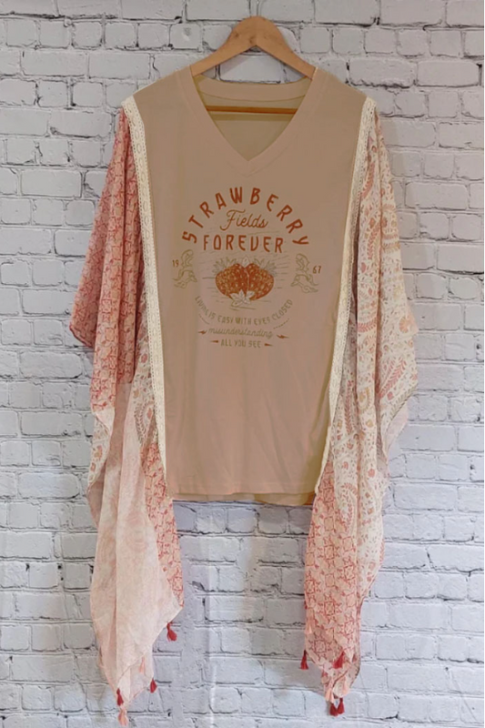strawberry fields rock V-neck Mix & Match Tee (No Patch)