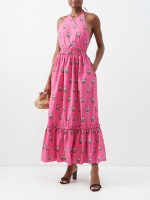 Robe dos nu en coton imprimé Salena