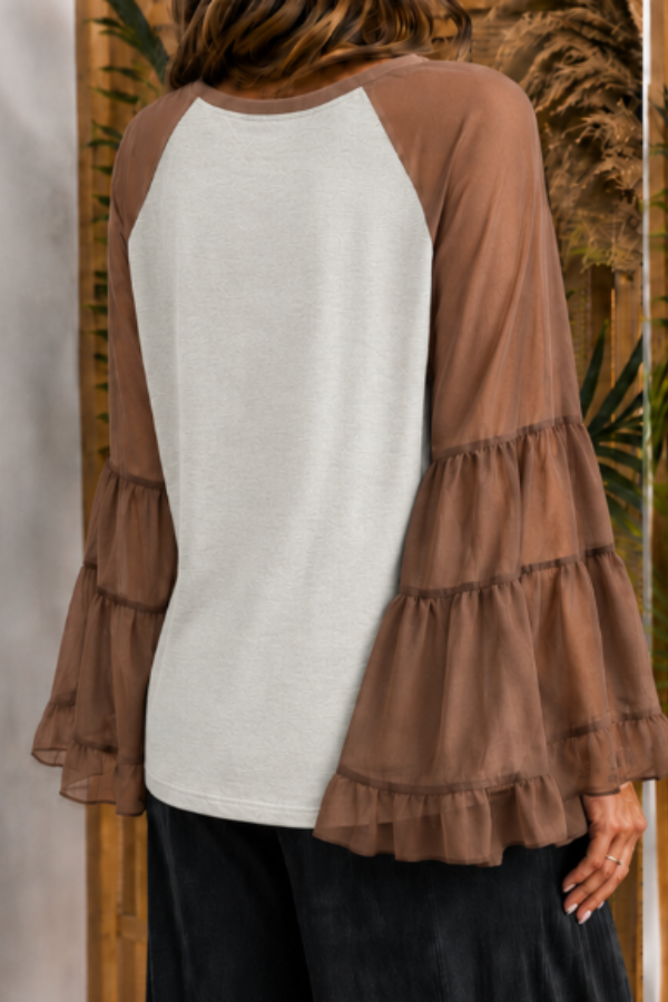 "TEXAS" Printed Layered Flare Sleeve Tee