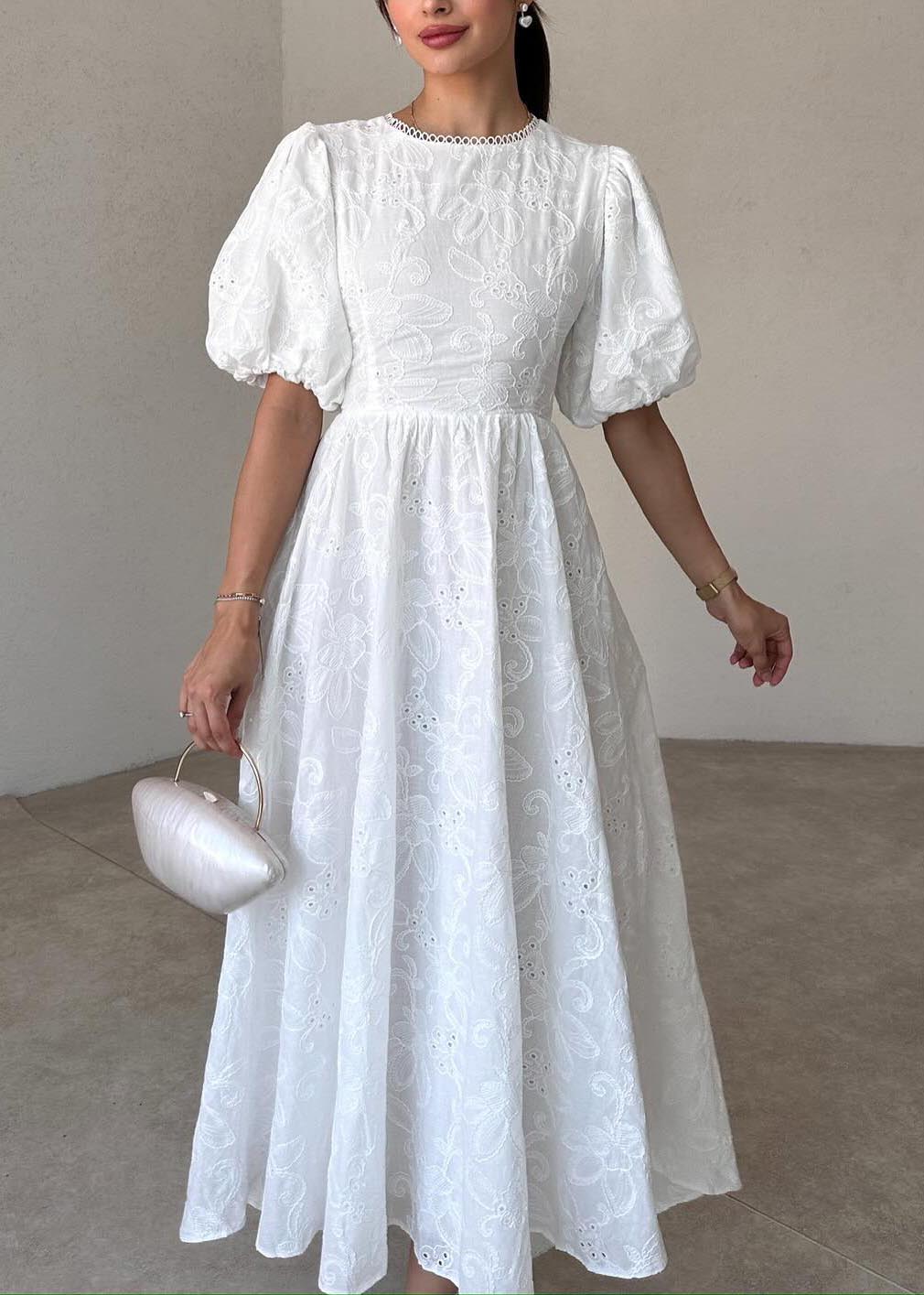Robe élégante et belle à col rond pour femme