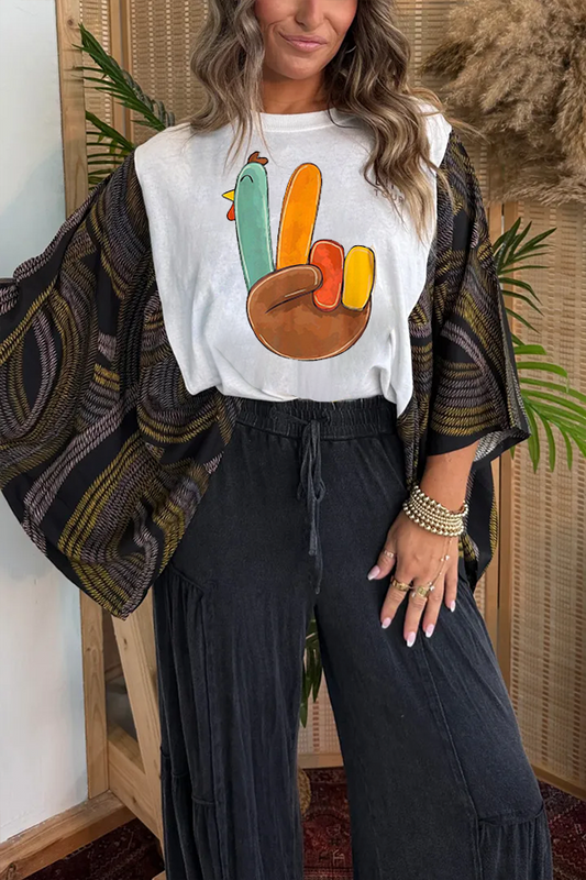 Thanksgiving Gesture Turkey Print Tee (No  Patch)