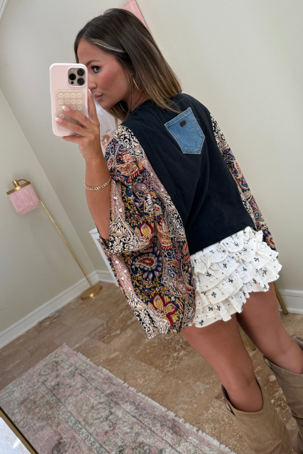 Johnny Cash Mix & Match Tee Black Floral