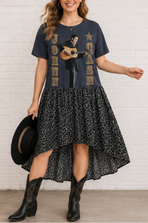 "Johnny Cash" Dusty Blue Upcycled Dress