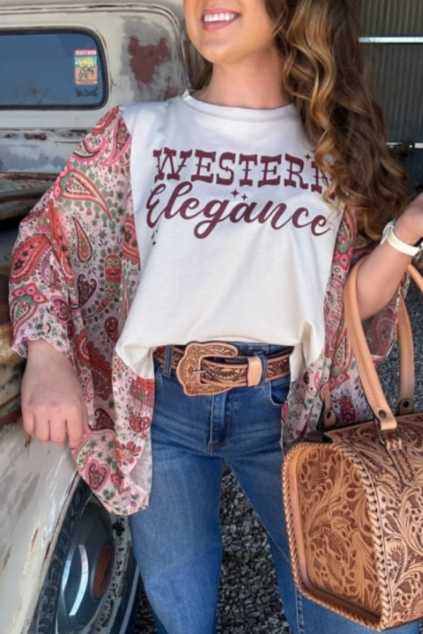 Printed Dolman-Sleeve T-Shirt Top