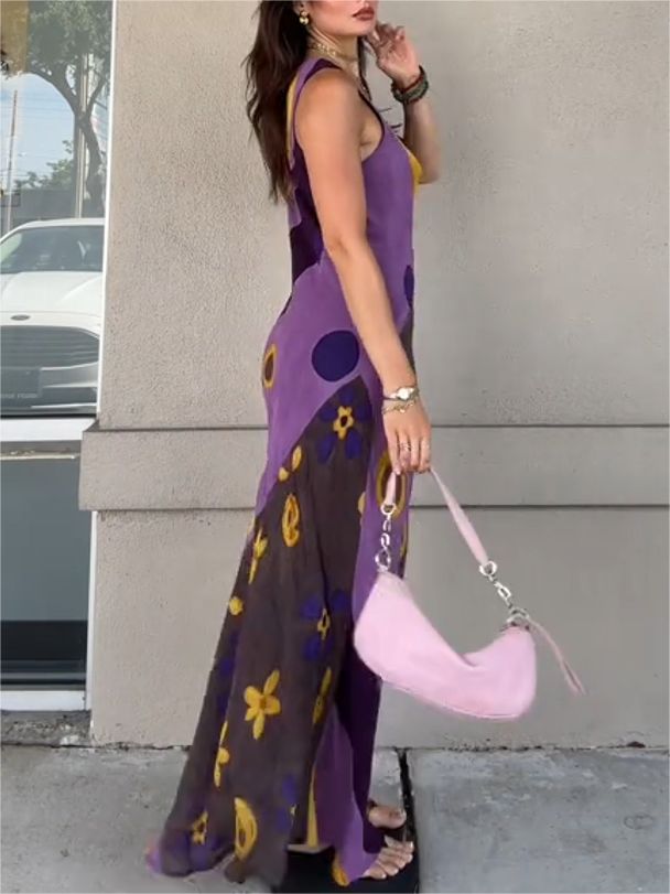 Robe débardeur à col en V avec motif graffiti artistique