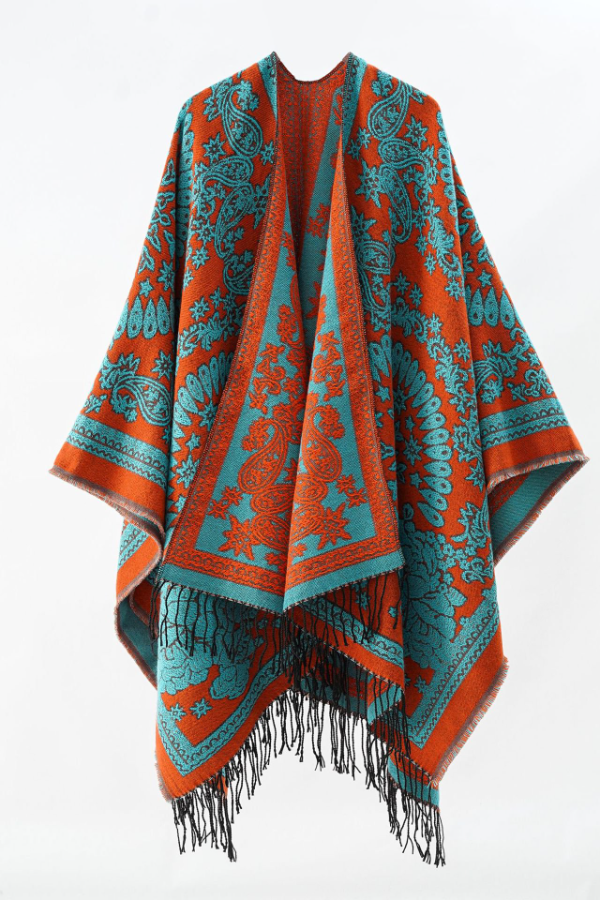 Retro Style Paisley Pattern Tassel Two Wear Ethnic Style Warm And Cold Resistant Shawl