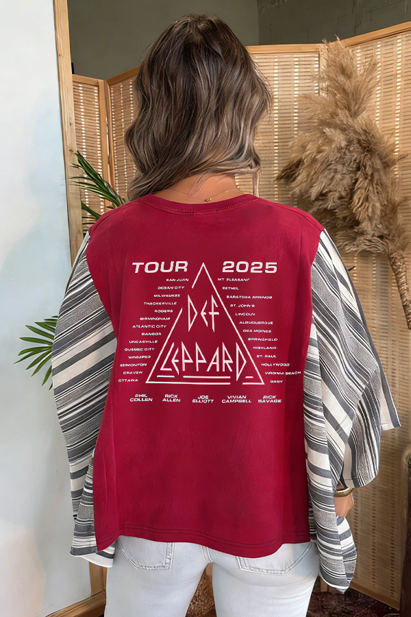 Def Leppard Print Bat Sleeve T-Shirt (No Back Pocket)