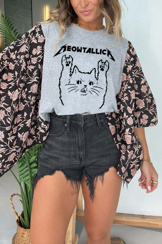 Meowtallica Heavy Metal Cat Funny Tee(No Patch)