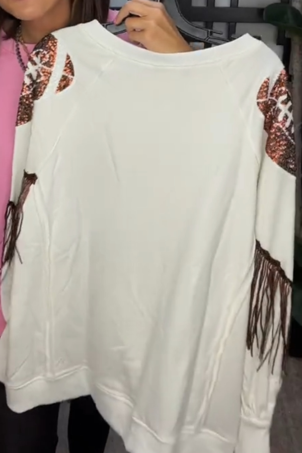Rugby Sequin-print Tassel Hoodie