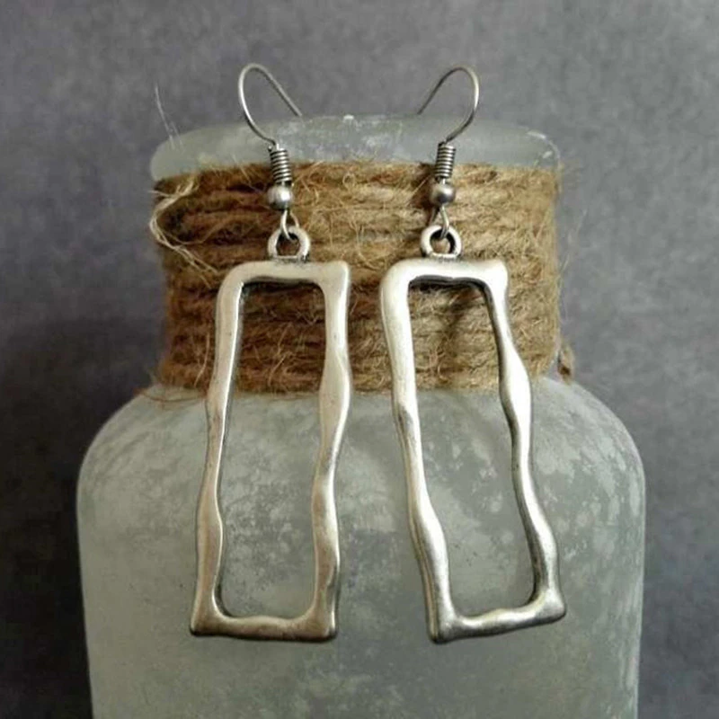 Boucles d'oreilles rectangulaires vintage en argent