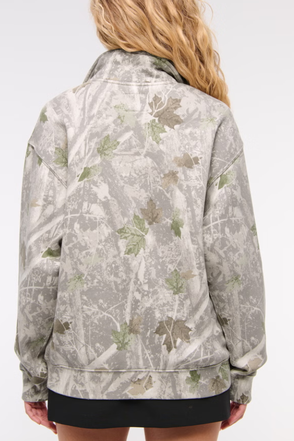 Printed Stand-collar Knit Top