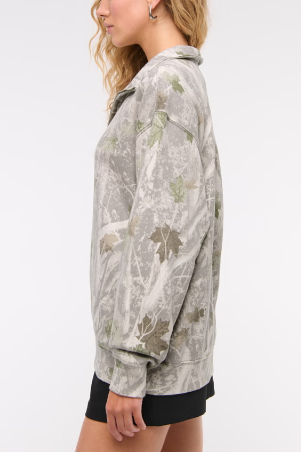 Printed Stand-collar Knit Top