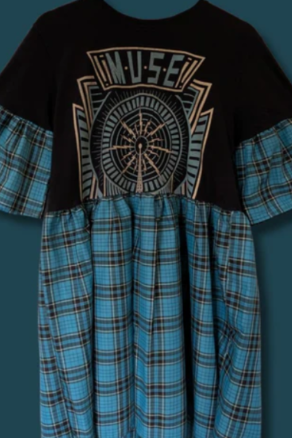 Muse - Turquoise Tartan Smock Dress
