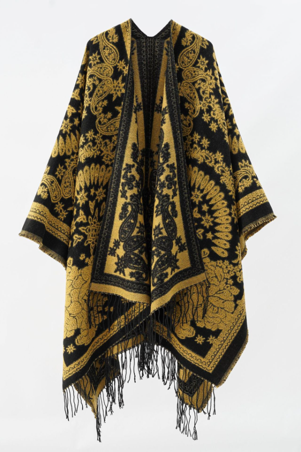 Retro Style Paisley Pattern Tassel Two Wear Ethnic Style Warm And Cold Resistant Shawl