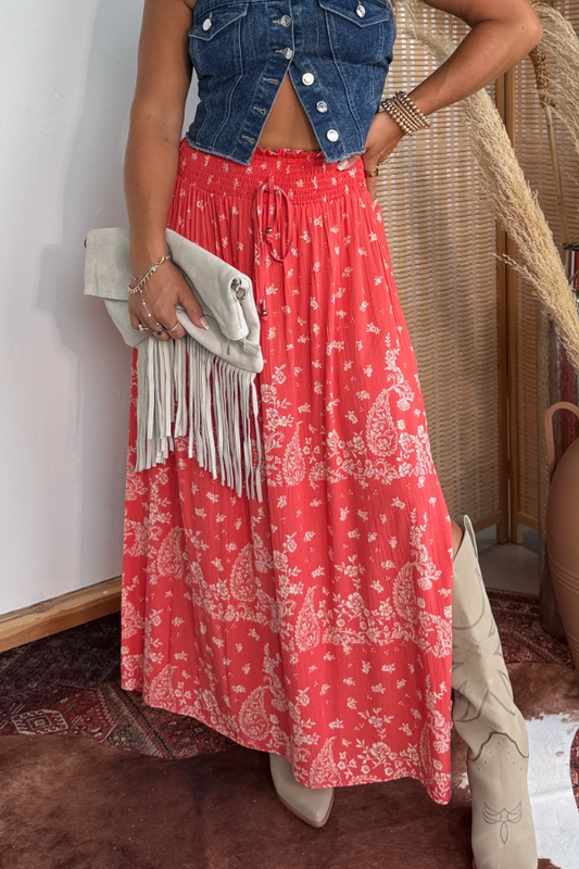 Lone Star Paisley Maxi Skirt Red