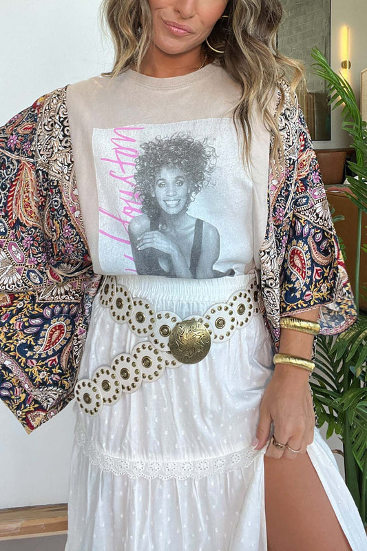 Whitney Houston Mix & Match Tee Beige Floral