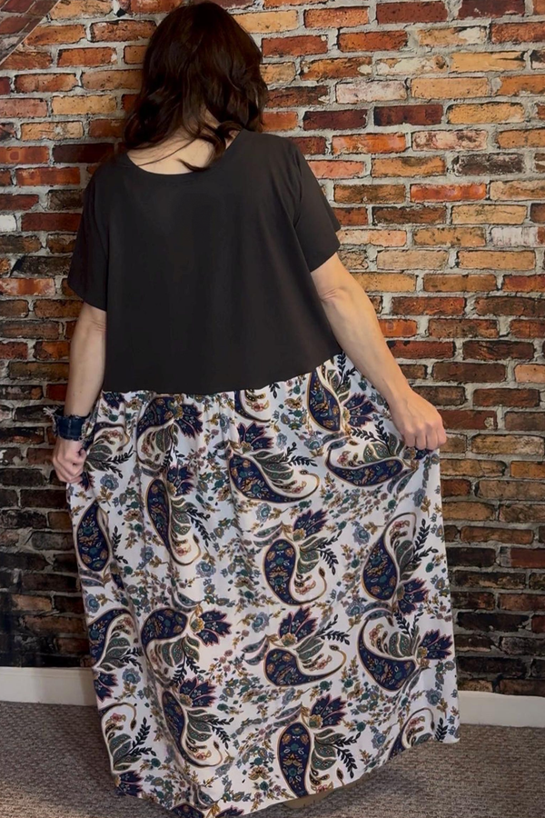 Chris Stapleton-Print Patchwork Dress