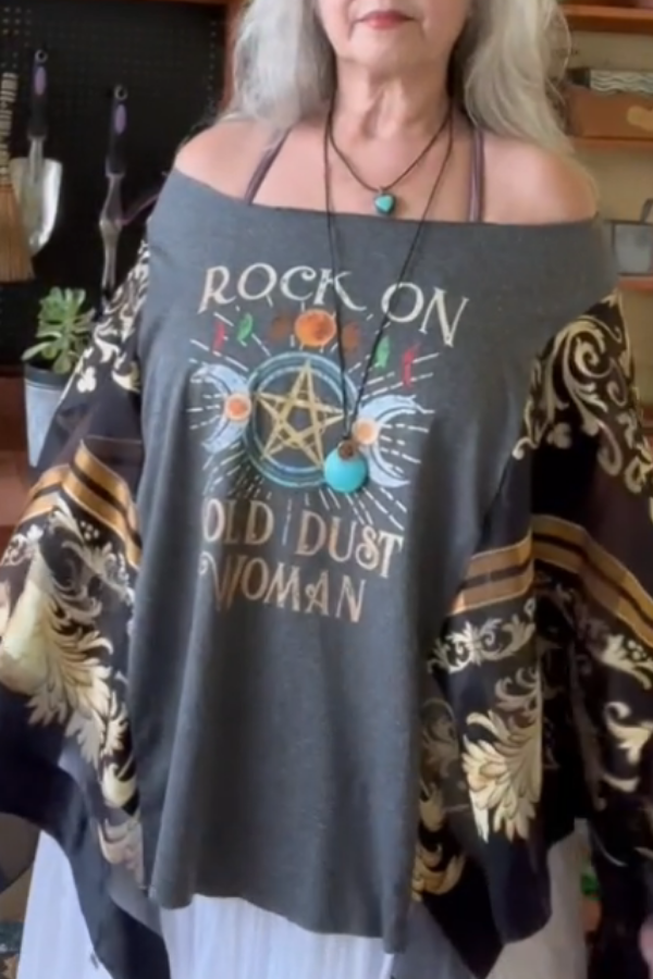 Band Tee Boho Hippie Style Print Mix & Match Tee(No Patch)