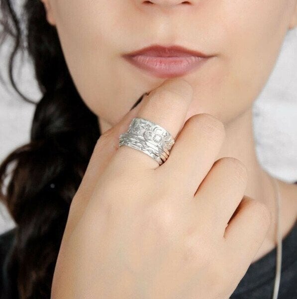 🔥Dernier jour -49% de réduction🎁 Bague Spinner Star Moon Sun🌌