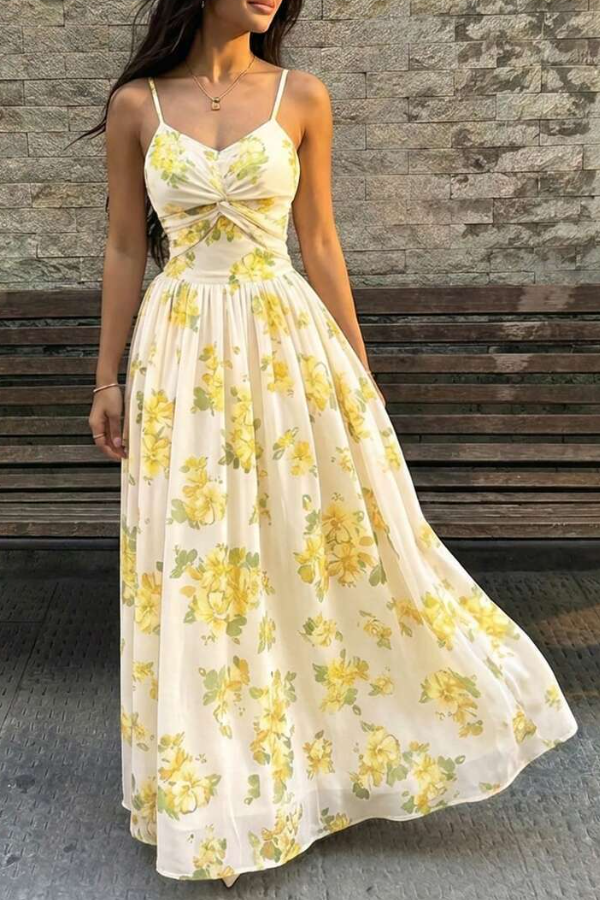 New Arrival Twist-Front Floral Maxi Dress