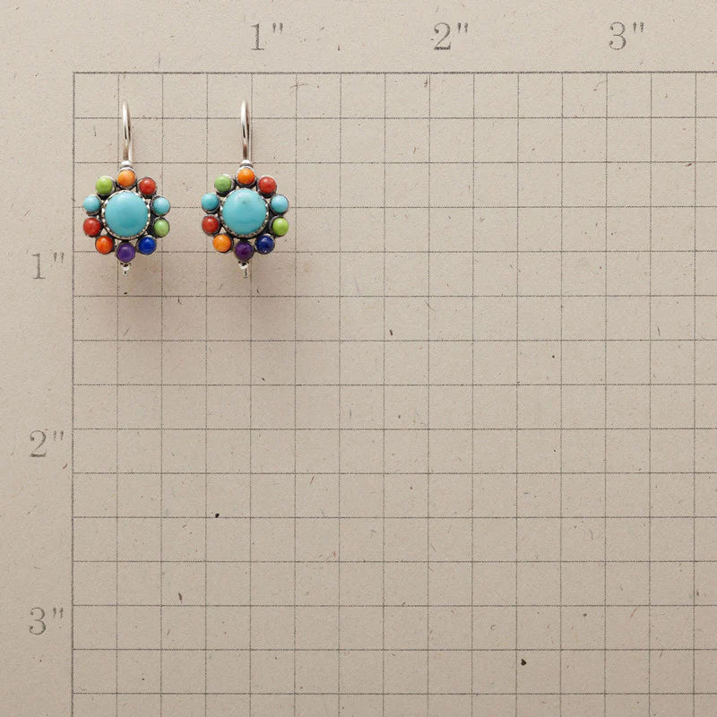 Boucles d'oreilles rondes turquoise multicolores