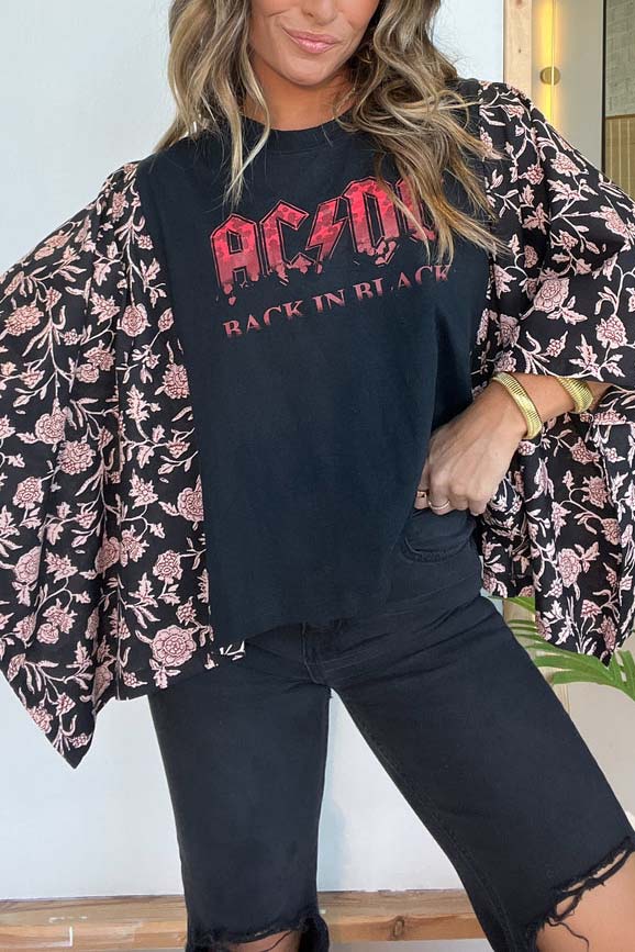 AC/DC Mix & Match Tee Black Floral
